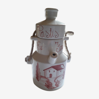 Large water pitcher and pastis with 2 ceramic compartments