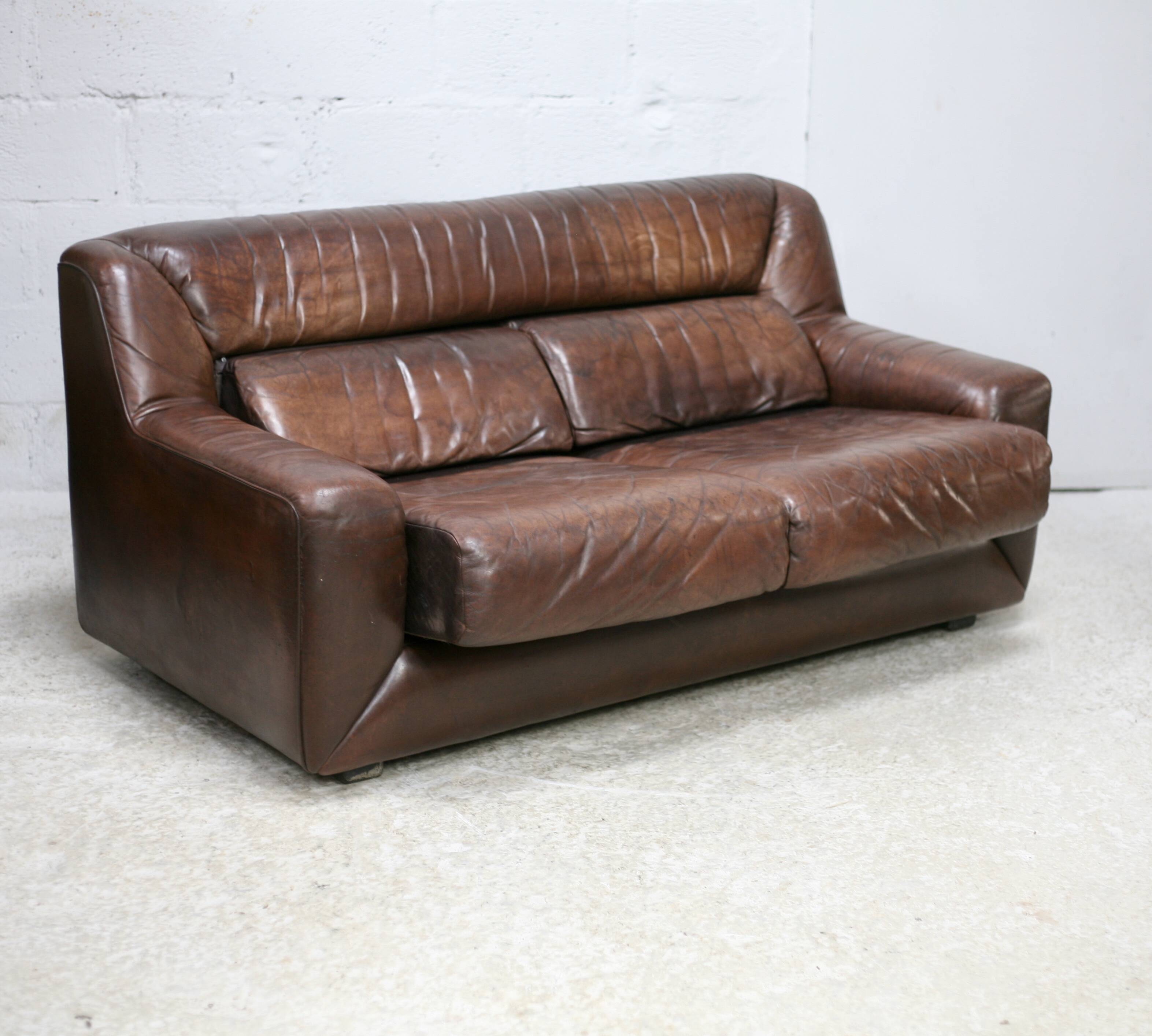 De Sede DS 43 sofa. 2 seats, leather, Switzerland, circa 1970