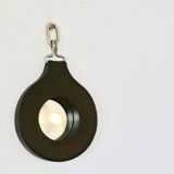 Lancel mirror, leather and wood, France 1960s