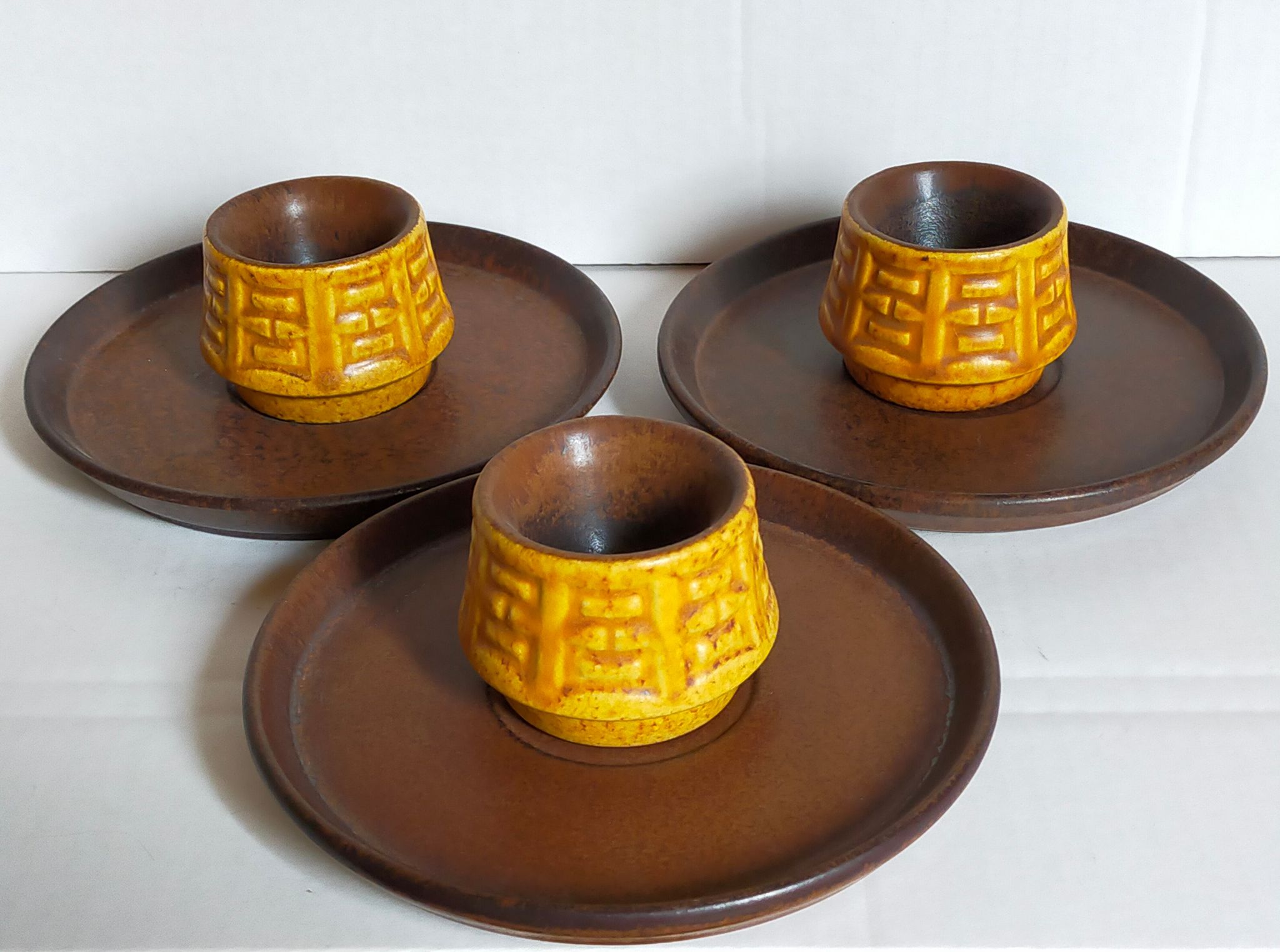 Trois coquetiers céramique ceramano germany années 50