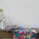 12 napkins table fabric with flowers vintage 1970