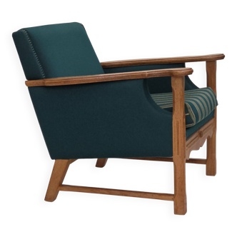 1970s, Danish armchair, furniture wool, solid oak wood.