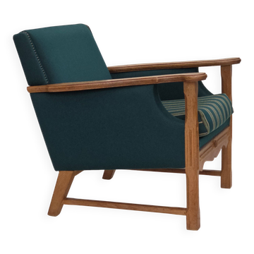 1970s, Danish armchair, furniture wool, solid oak wood.