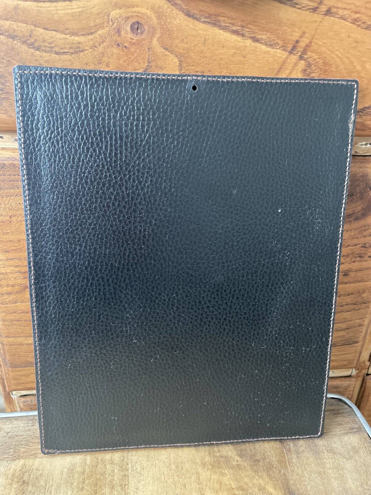 Brown embossed leather mirror