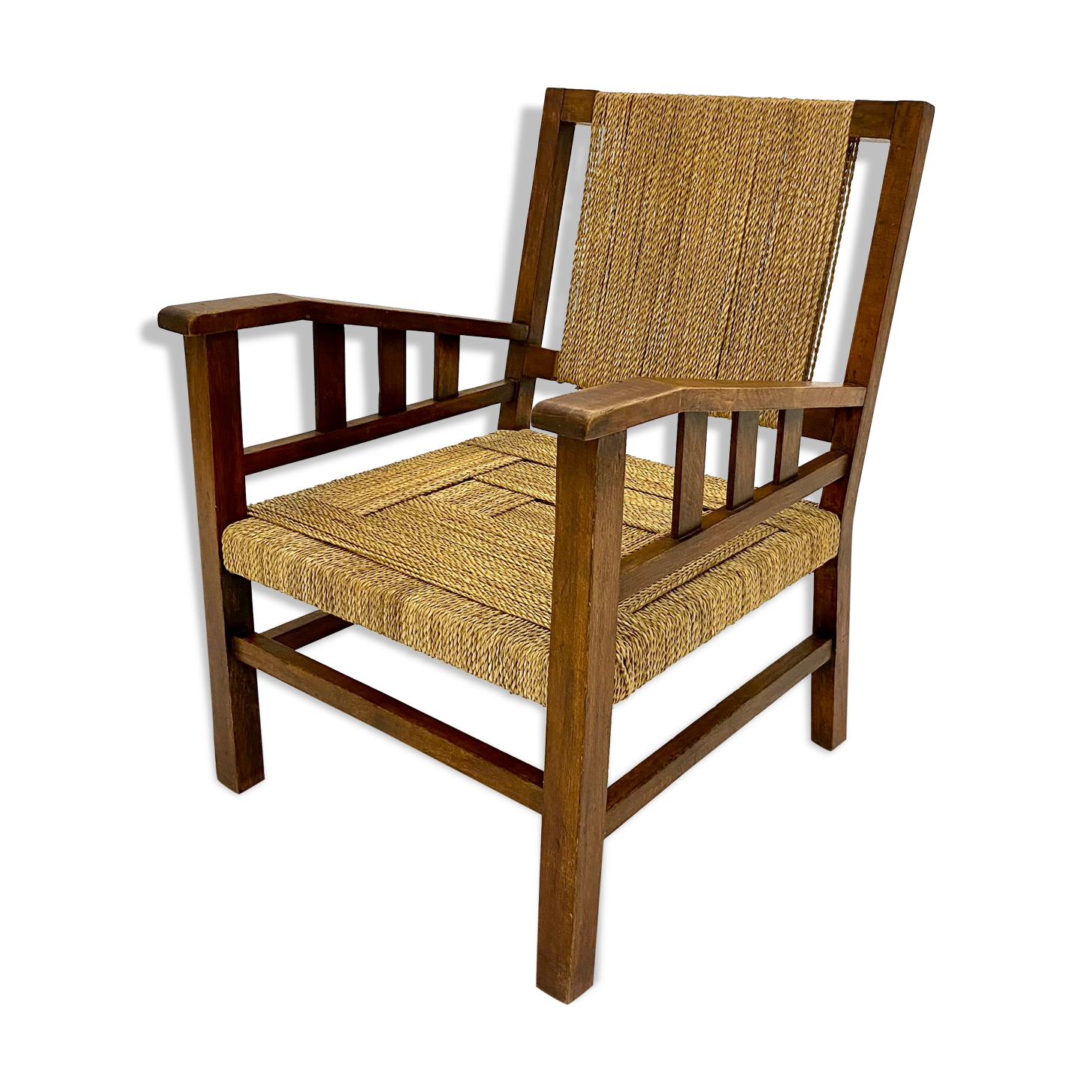 Francis Jourdain armchair in oak and rope 1930