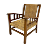Francis Jourdain armchair in oak and rope 1930