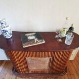 Wicker rattan counter bar 1970