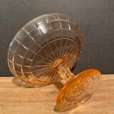 cut on vintage pedestal in tinted crystalline glass signed Vercapel