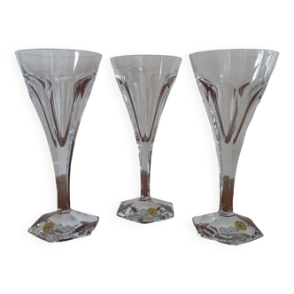 3 val saint lambert crystal red wine glasses, hafnia model, signed - 17 cm