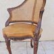 Louis xv office armchair, carved, cane, leather trimmed