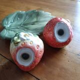 Strawberry slip salt and pepper shakers