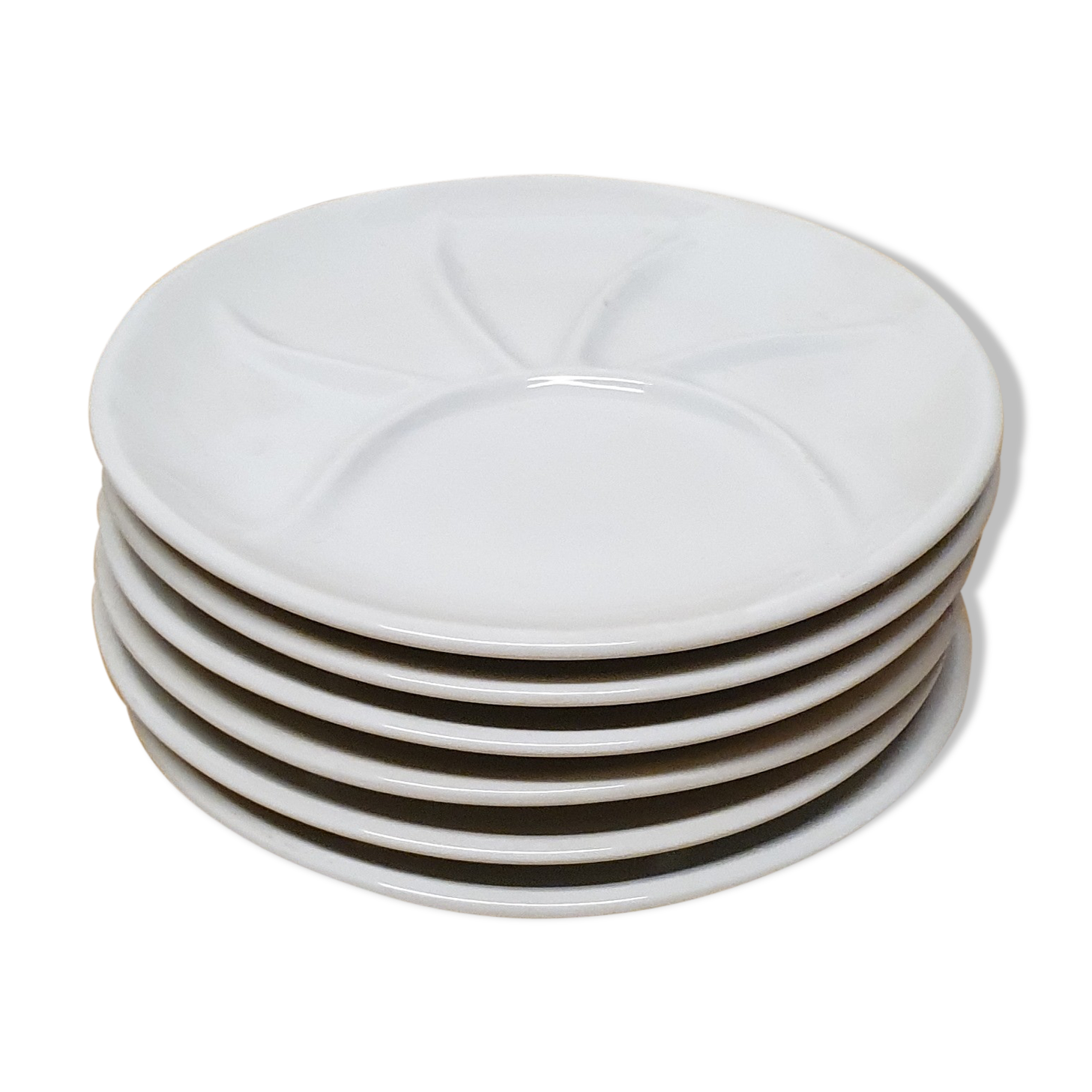 Lot de six assiettes à fondue en porcelaine