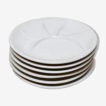 Lot de six assiettes à fondue en porcelaine