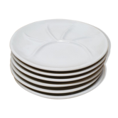 Lot de six assiettes à fondue en porcelaine