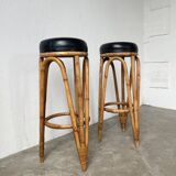 Pair of high rattan stools