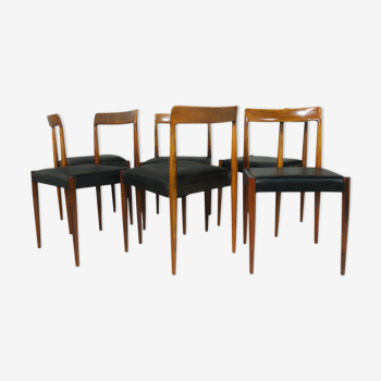 Set of 6 rosewood diner chairs from Luebke germany | 1960s