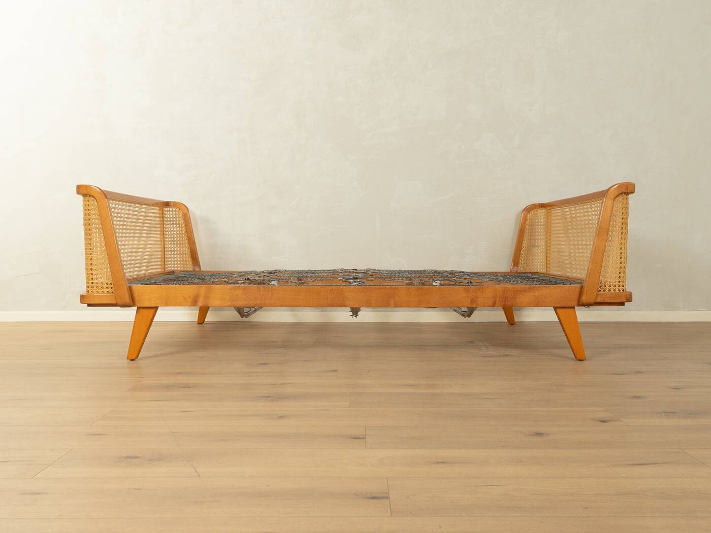 Timeless bed with beech wood and Viennese cane