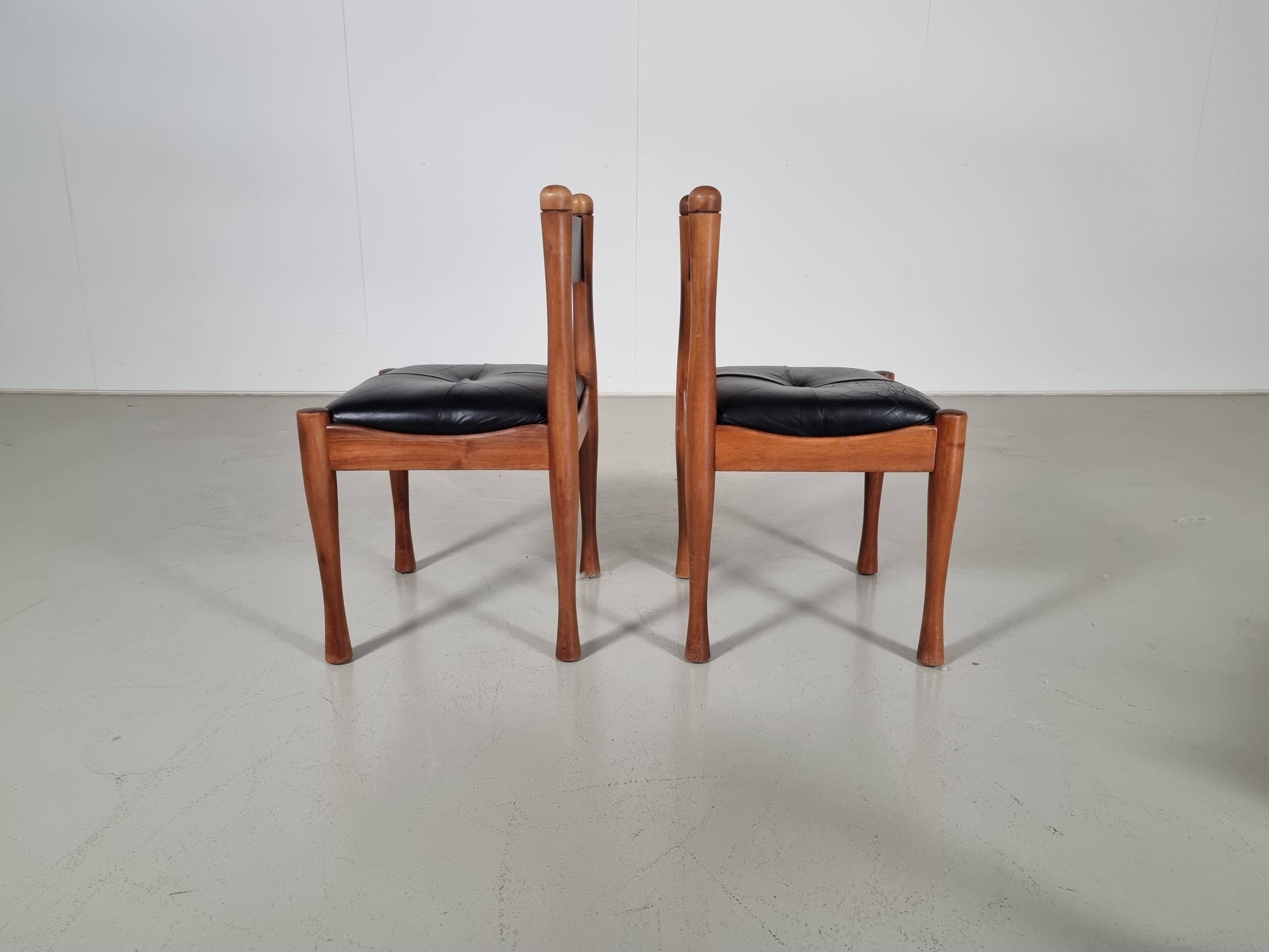 Set of 4 dining chairs by Silvio Coppola for Bernini, 1960s.