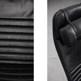 Fauteuil scandinave en cuir noir rare du milieu du siècle par Ire Möbel, années 1970, lot de 2