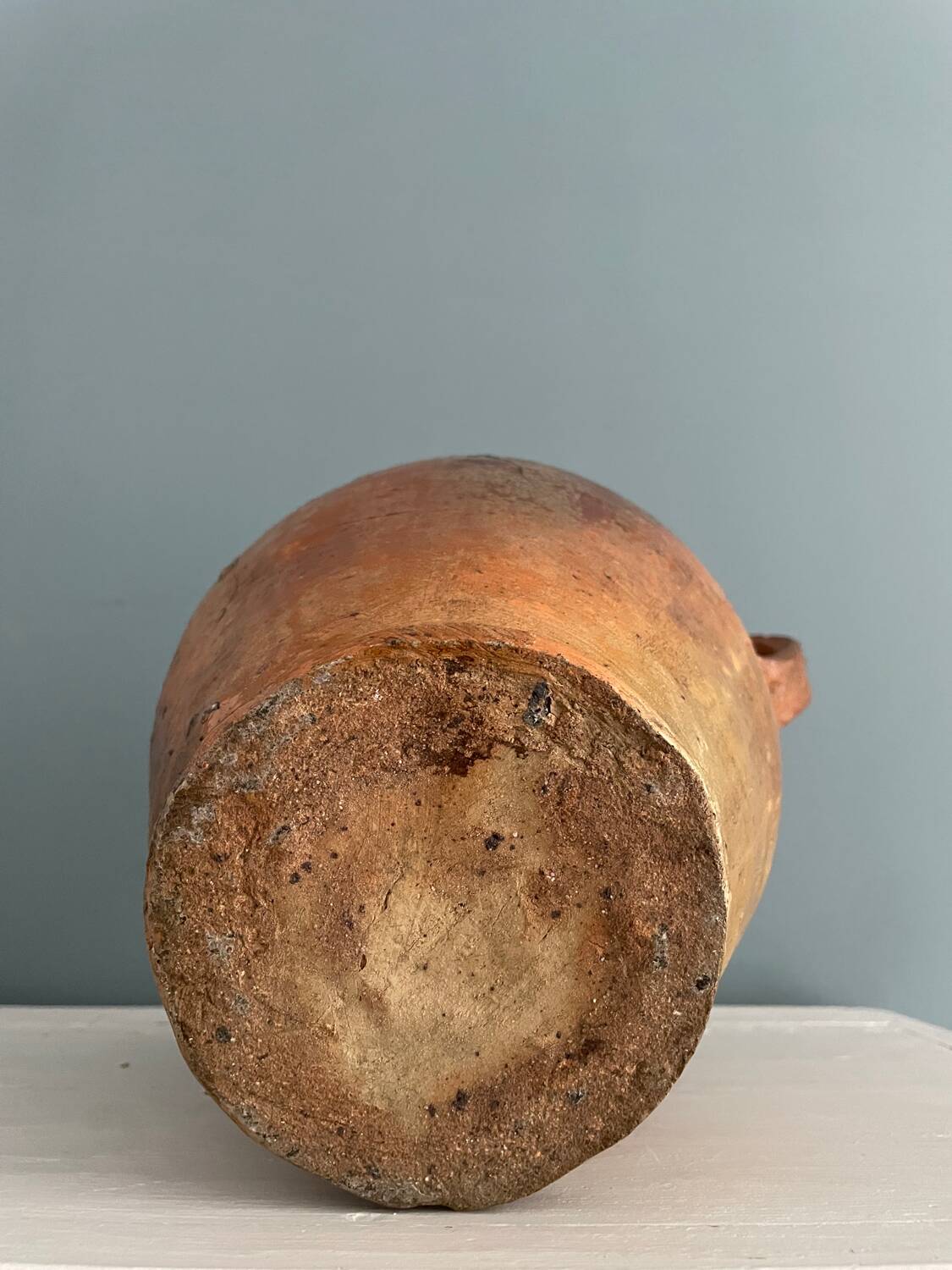 Large 19th century oil bottle in glazed earthenware