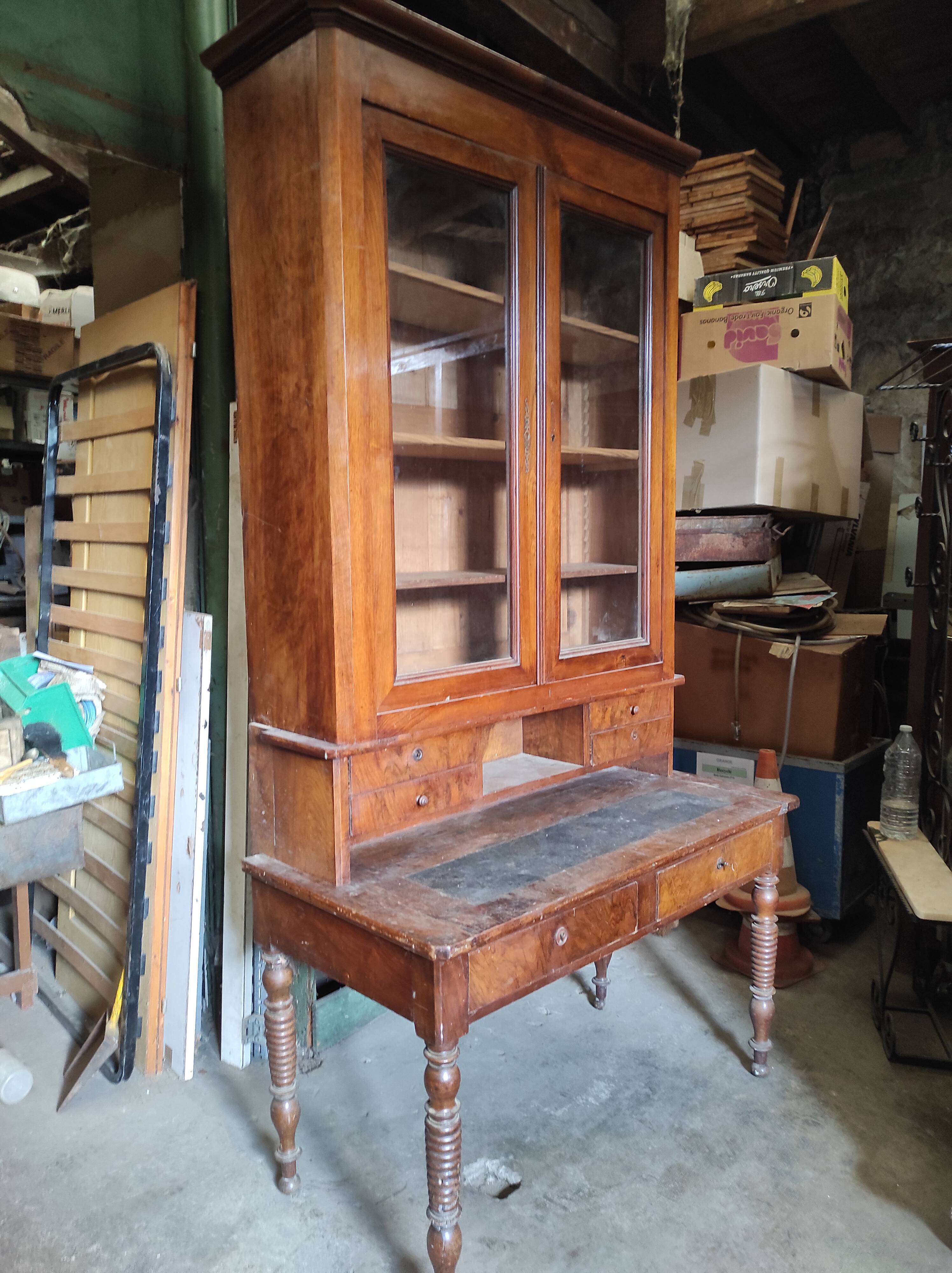 Old stepped desk buffet secretary scriban showcase and vintage drawers