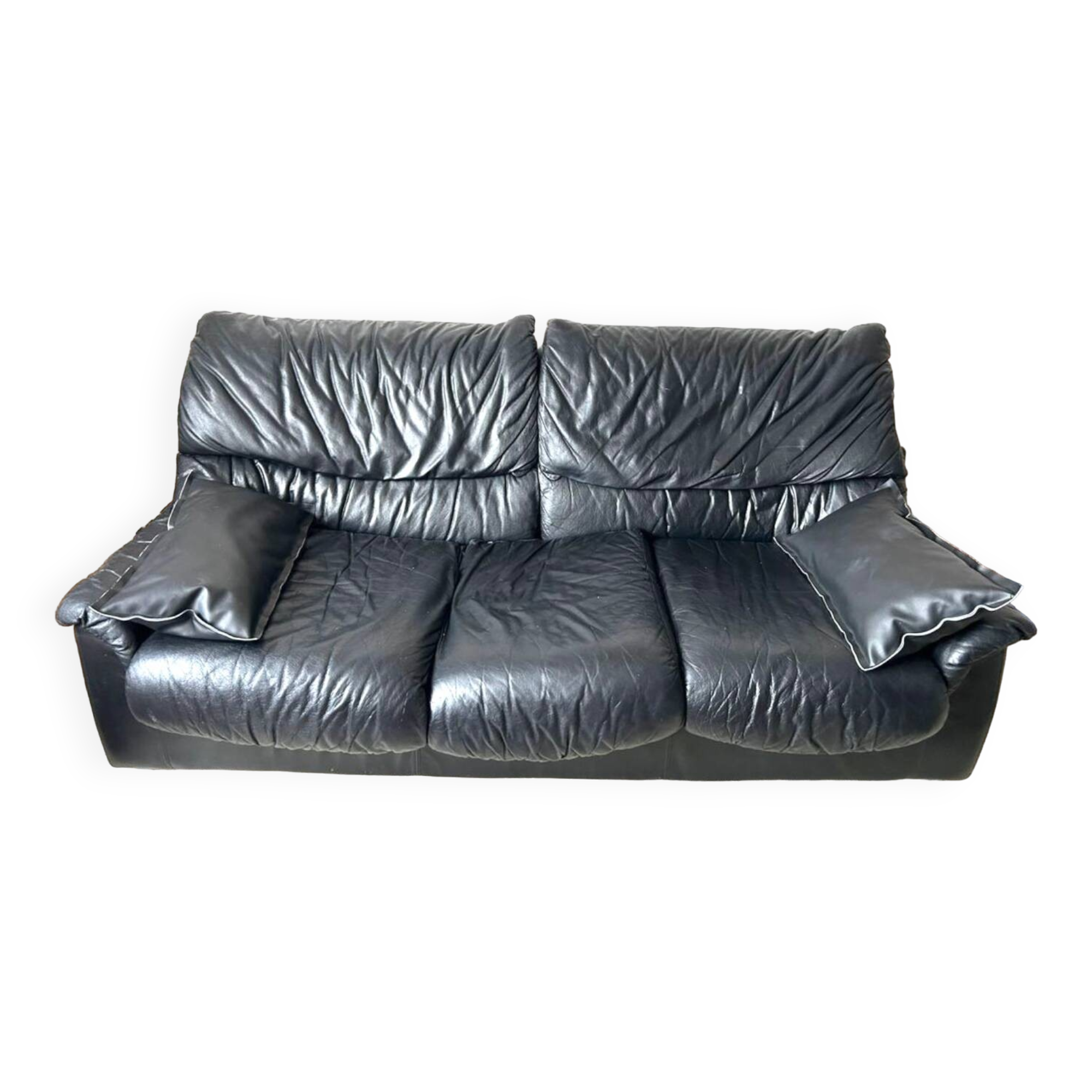 Vintage black leather sofa