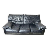 Vintage black leather sofa