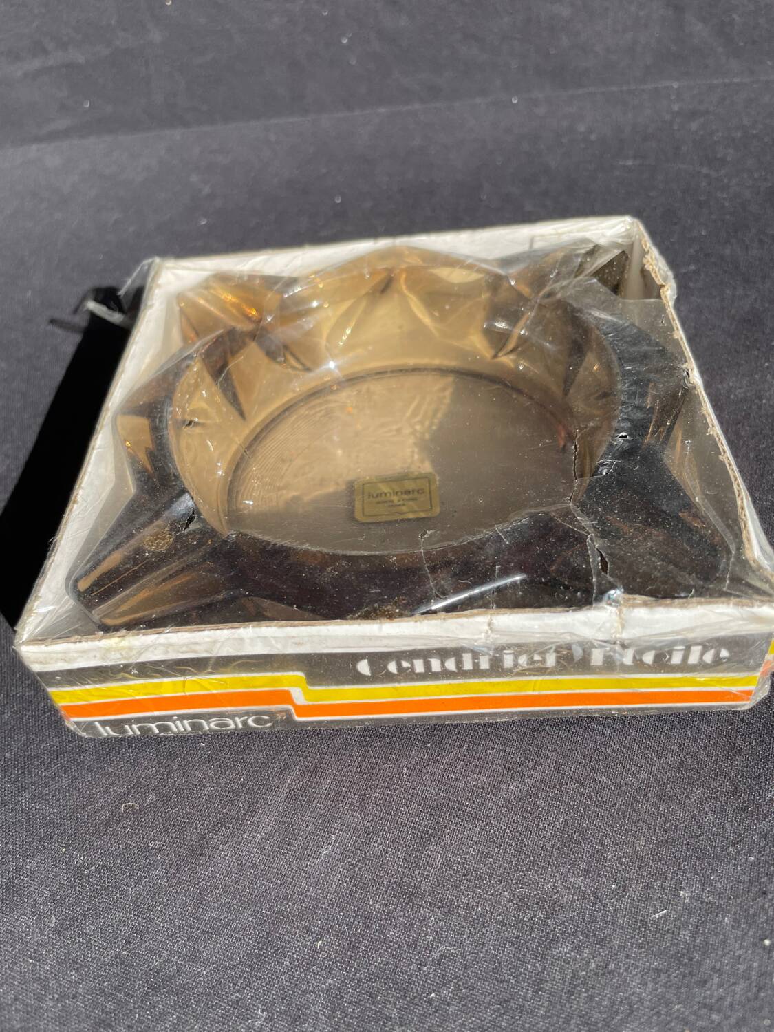 Vintage smoked glass ashtray Luminarc star