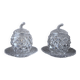 Pair of covered pots in cut crystal shaped like pineapples with stands – H 19 cm
