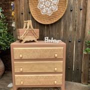 Beautifully restyled compact ethnic bohemian chest of drawers.