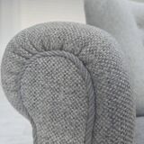 1950s, Danish relax chair by Fritz Hansen, model 1518, grey furniture wool.