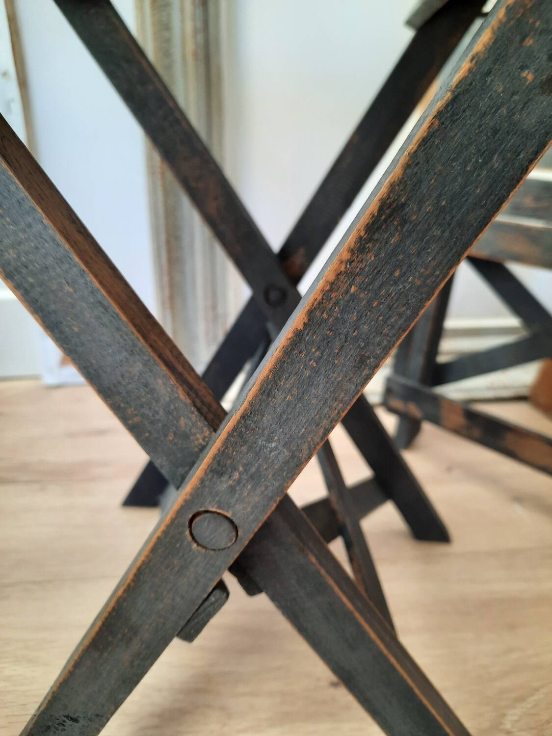 Antique wooden folding stools for painter