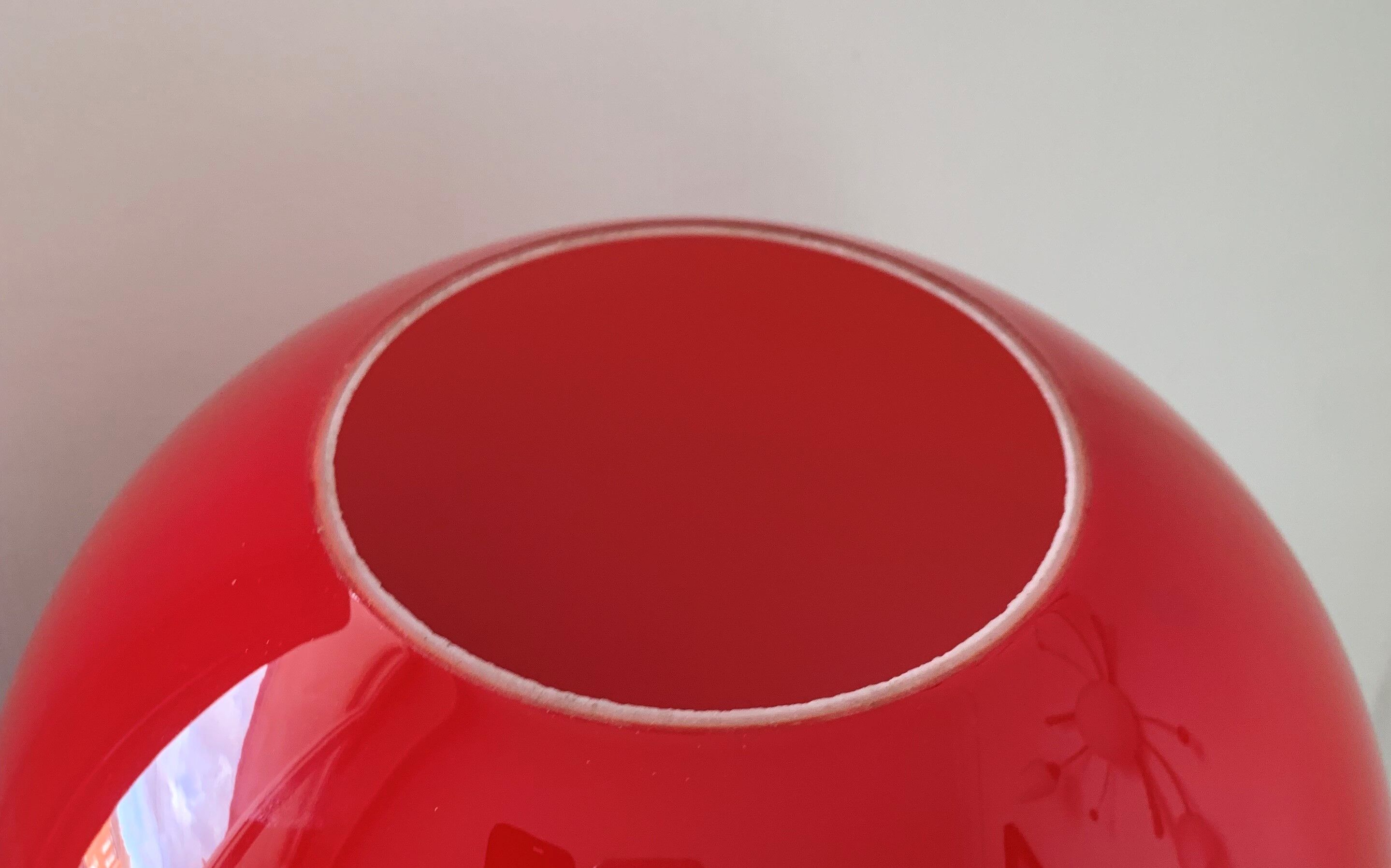 Hanging lamp year 70 in red opaline