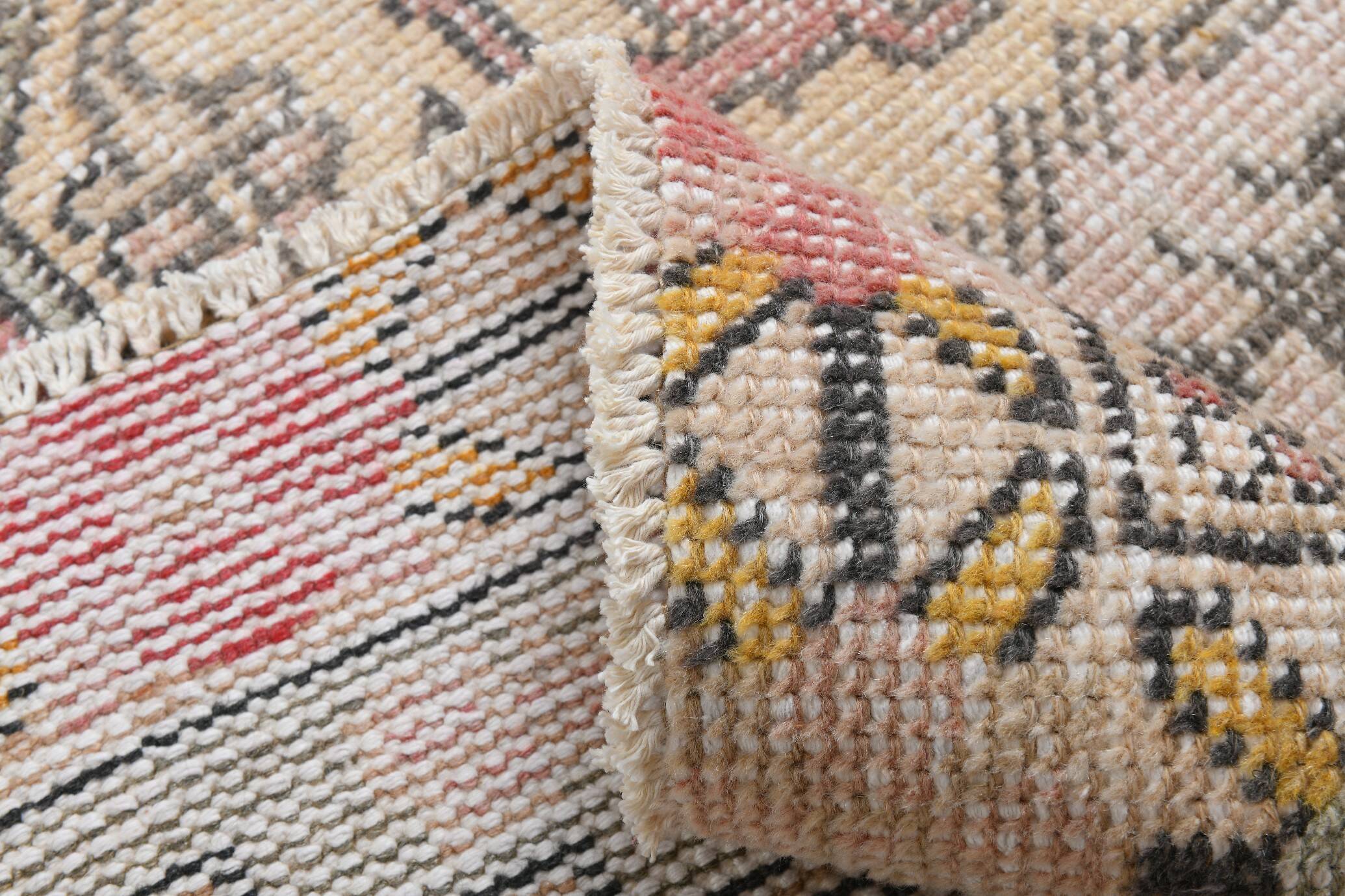 Turkish Red Cream Classic Pattern Vintage Rug, 127x215Cm