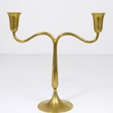 Two-armed brass chandelier from Vienna by Hagenauer, mid-century candle holder, Austria, 1940s.