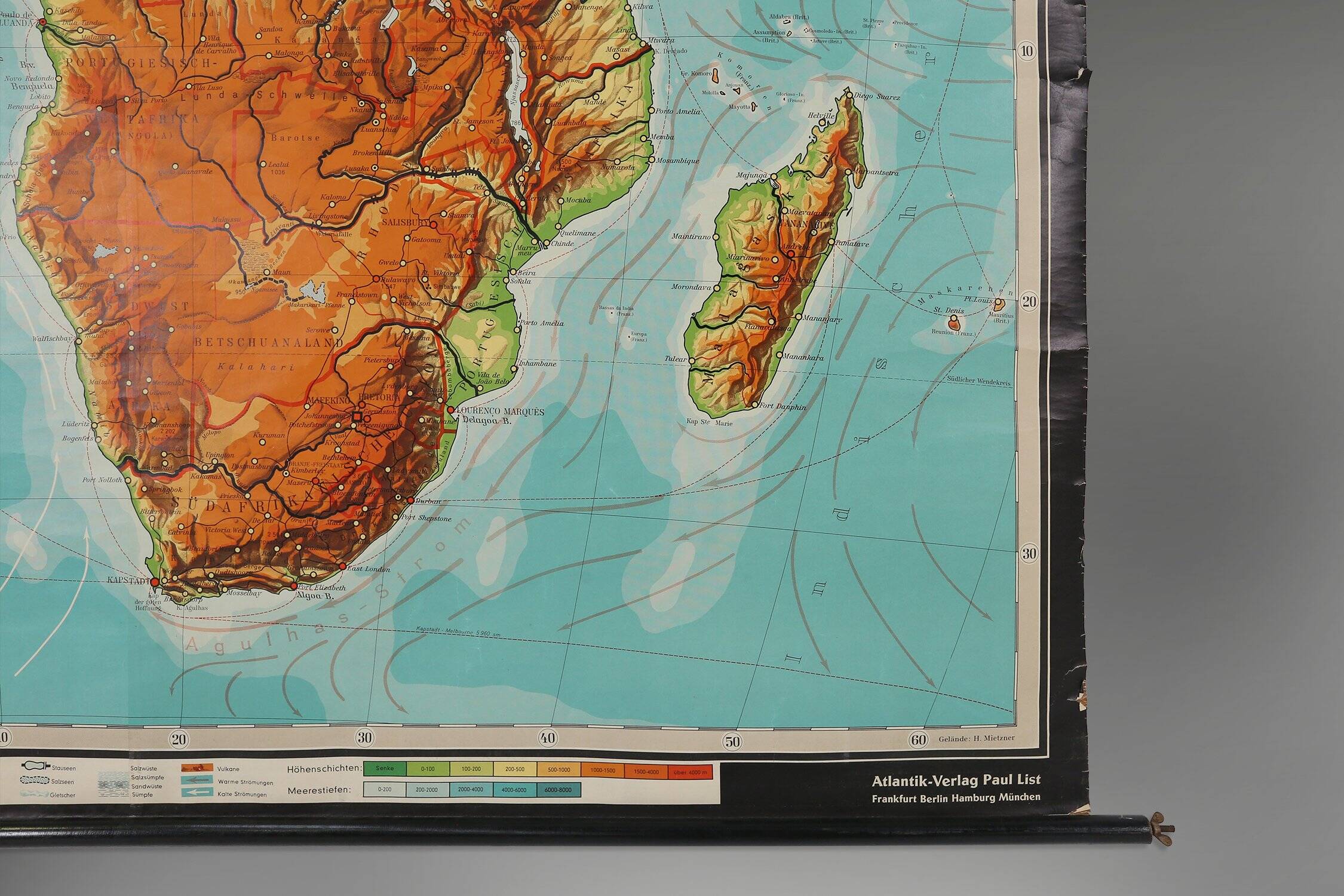 Large Educational Wall Chart or Map of Africa, Germany 1950s