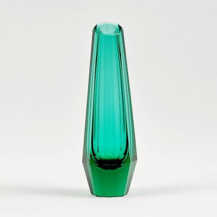 Art Deco Faceted Glass Vase by Josef Hoffmann for Moser, Czechoslovakia, 1930s