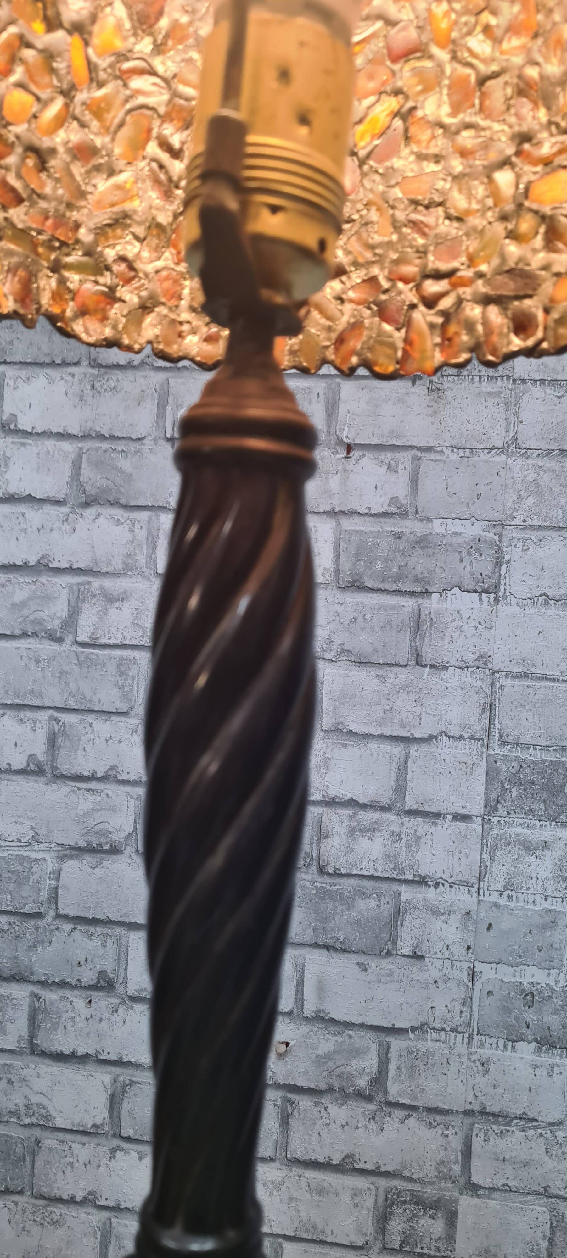 Large american art nouveau lamp with tiffany amber lampshade 61x23
