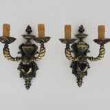 Pair of Satyr wall lights in bronze Napoleon III 19th century