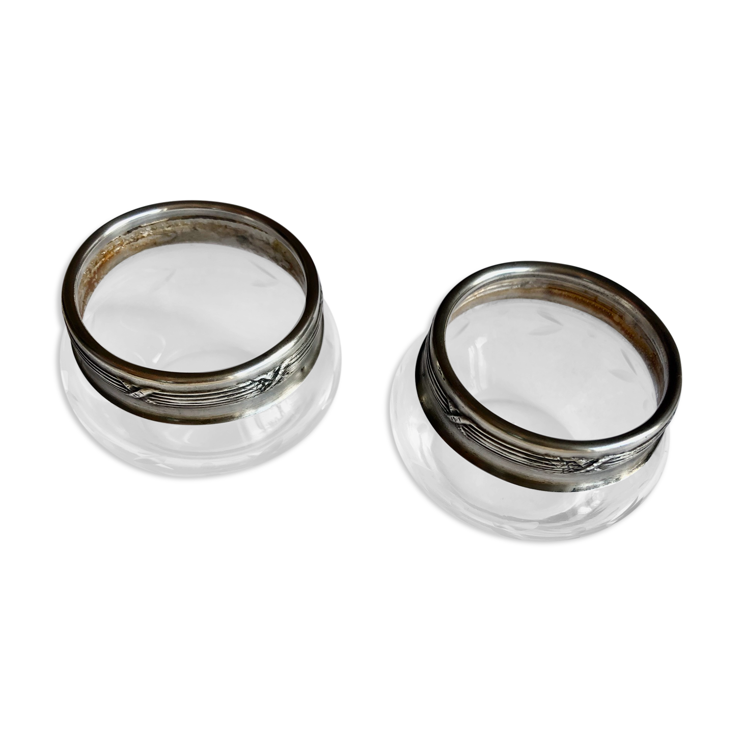 Paire de salerons en argent et cristal art-nouveau