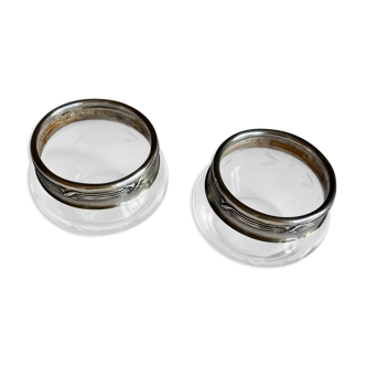 Pair of silver and crystal salerons art-new