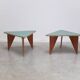 Unique pair of triangular coffee tables, 1960s