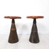 Pair of industrial stools foot in copper metal