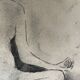 Painting signed charcoal woman buddha zen attitude