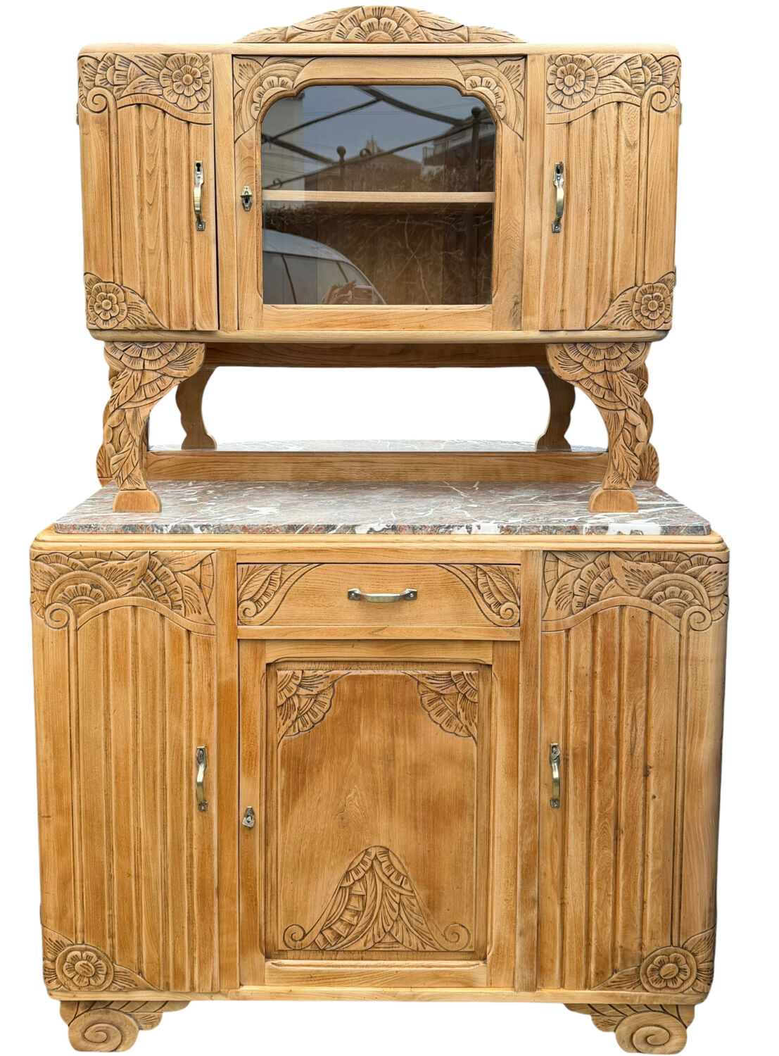 Art Deco Parisian buffet in solid raw oak from the 1930s.