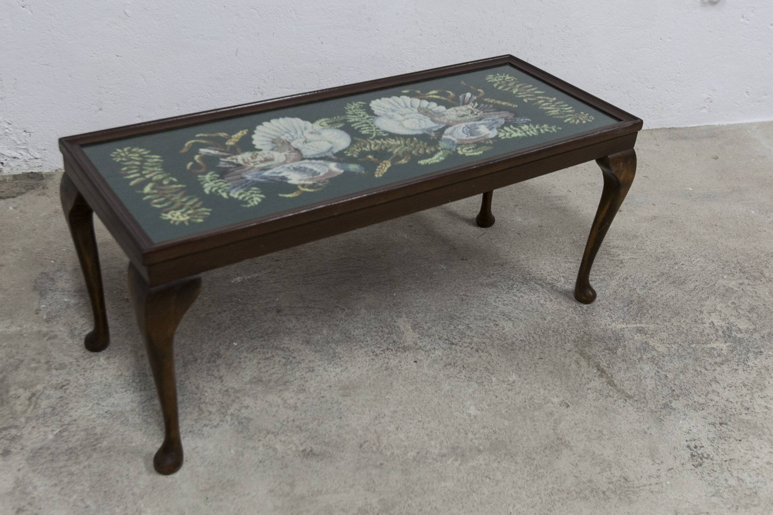 1940 Needlewoman Shop London Coffee Table Embroidery Under Glass