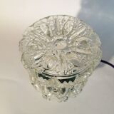Lampe salon chevet bureau vintage verre transparent fleurs violet bleu vert