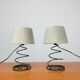Pair of 90s metal spring lamps