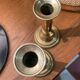 Pair of 19th-century brass pusher candlesticks