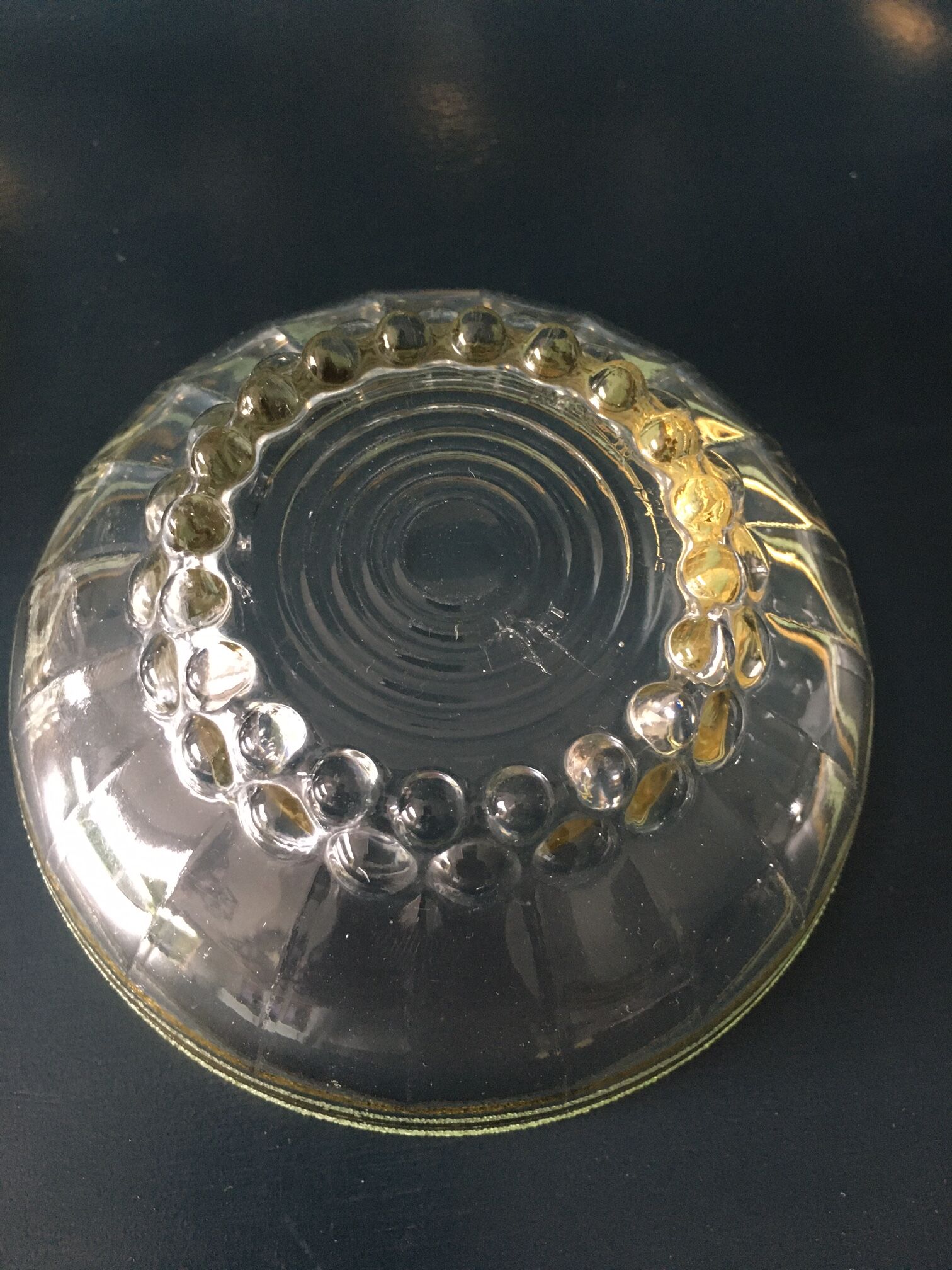 7 gold and green edged glass cup